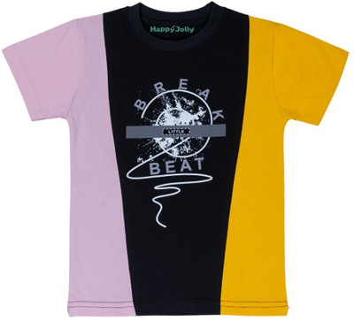 Happy Jolly Boys Printed Pure Cotton Regular T Shirt(Multicolor, Pack of 1)