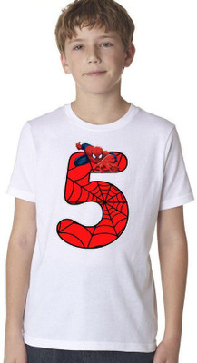 KPPrintofashion Boys Printed Cotton Blend Regular T Shirt(White, Pack of 1)