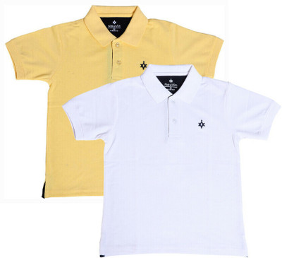 NeuVin Boys Solid Cotton Blend Regular T Shirt(Multicolor, Pack of 2)