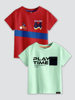 Codez Boys Printed Cotton Blend Regular T Shirt(Multicolor, Pack of 2)