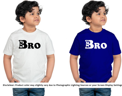 CHOMBOOKA Boys & Girls Typography Pure Cotton Regular T Shirt(White, Pack of 2)