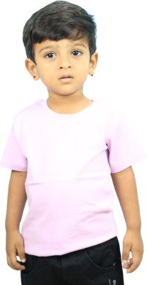 The TSHRT Boys & Girls Solid Pure Cotton T Shirt(Pink, Pack of 1)