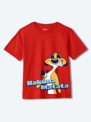 YK Disney Boys Printed Cotton Blend Regular T Shirt(Red, Pack of 1)