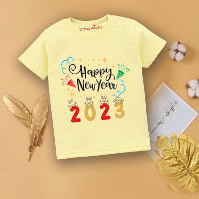 Babywish Boys & Girls Typography, Printed Cotton Blend Regular T Shirt(Multicolor, Pack of 1)