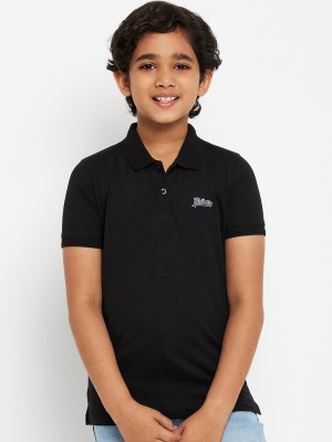 UNIBERRY Boys Solid Pure Cotton Regular T Shirt(Black, Pack of 1)