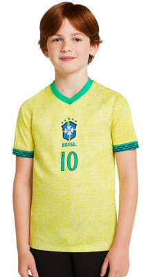 DOSTITCH Boys & Girls Printed Polyester Regular T Shirt(Yellow, Pack of 1)