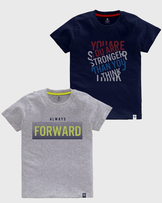 Codez Boys Printed Cotton Blend Regular T Shirt(Multicolor, Pack of 2)
