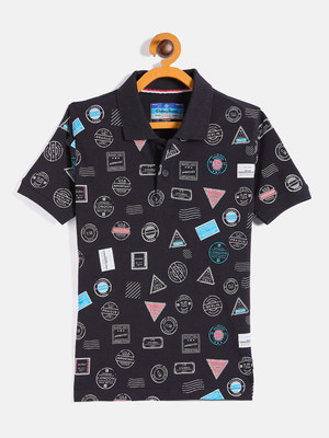 DUKE Boys Printed Cotton Blend Slim T Shirt(Blue, Pack of 1)