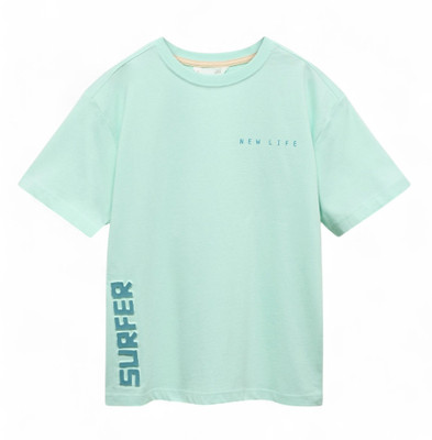 Alan Jones Boys Printed Cotton Blend Oversized T Shirt(Light Blue, Pack of 1)