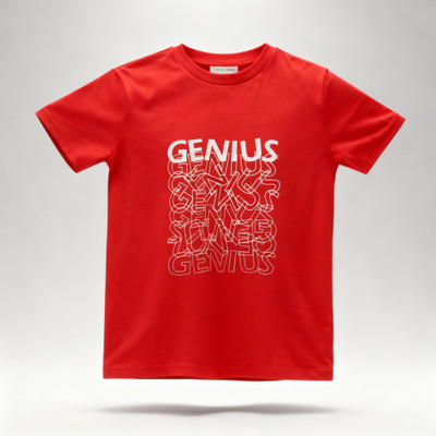 Purple United Kids Boys Printed Pure Cotton Regular T Shirt(Red, Pack of 1)