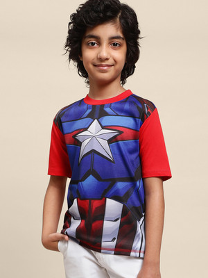kidsville Boys Tie & Dye, Printed Pure Cotton Regular T Shirt(Red, Pack of 1)