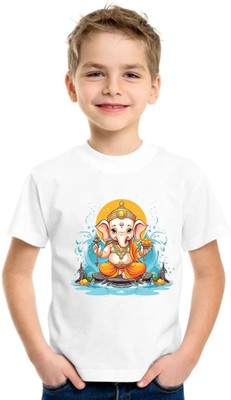 Kid's Yuga Baby Boys & Baby Girls Printed Polyester Regular T Shirt(White, Pack of 1)