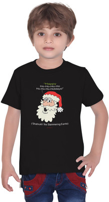 TANTRA Boys Printed Cotton Blend Regular T Shirt(Black, Pack of 1)