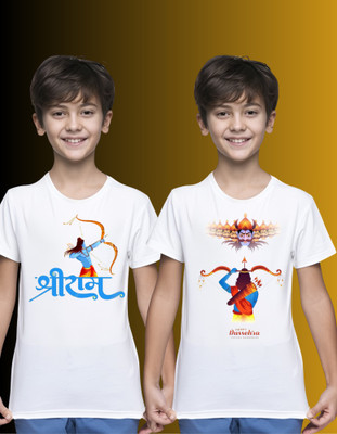 TDFASHION Baby Boys & Baby Girls Printed Polyester Regular T Shirt(White, Pack of 2)