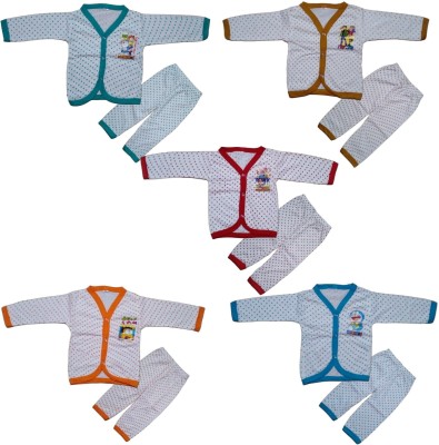 R Dresses Baby Boys & Baby Girls Printed Cotton Blend Regular T Shirt(Multicolor, Pack of 5)