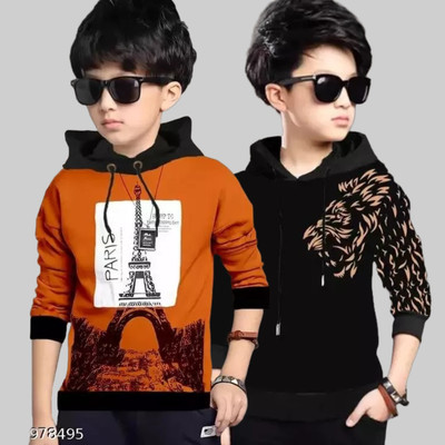 ILA Enterprises Boys & Girls Printed Cotton Blend Regular T Shirt(Multicolor, Pack of 2)