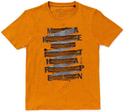 Status Quo Boys Printed Cotton Blend T Shirt(Multicolor, Pack of 1)