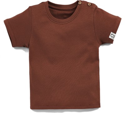 Sprog Collection Baby Boys & Baby Girls Solid Pure Cotton Regular T Shirt(Brown, Pack of 1)