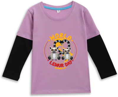 Superb Starling Boys & Girls Self Design Pure Cotton Regular T Shirt(Purple, Pack of 1)