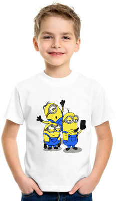 Shubham designer gallery Baby Boys Cartoon/Superhero Cotton Blend Regular T Shirt(White, Pack of 1)