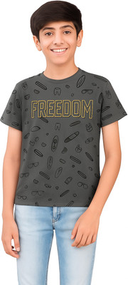 Billyball Baby Boys Printed Pure Cotton Regular T Shirt(Grey, Pack of 1)