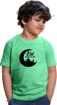 CHOMMBOOKA TRENDING Boys Typography, Graphic Print Pure Cotton Regular T Shirt(Green, Pack of 1)