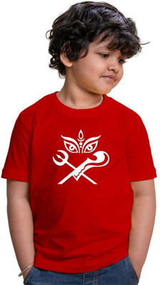 CHOMMBOOKA TRENDING Boys Printed Pure Cotton Regular, Slim T Shirt(Red, Pack of 1)