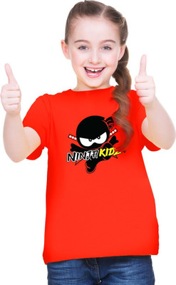 MH FASHION TRENDS Boys & Girls Printed Polyester Oversized T Shirt(Red, Pack of 1)