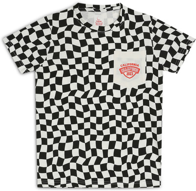 Chilins Boys & Girls Printed Cotton Blend Regular T Shirt(Black, Pack of 1)