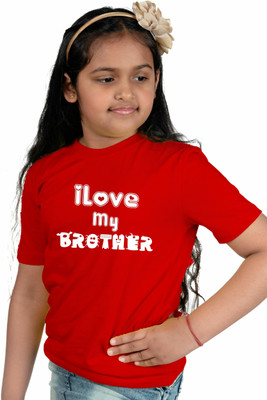 CHOMMBOOKA TRENDING Girls Typography Pure Cotton Regular T Shirt(Red, Pack of 1)