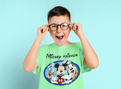 ZasuFashion Boys & Girls Cartoon/Superhero Cotton Blend Regular, Slim T Shirt(Green, Pack of 1)