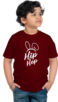 CHOMMBOOKA TRENDING Boys Typography, Graphic Print Pure Cotton Regular T Shirt(Maroon, Pack of 1)