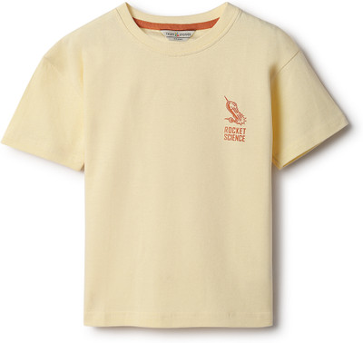 TALES & STORIES Boys Printed Pure Cotton Regular T Shirt(Beige, Pack of 1)