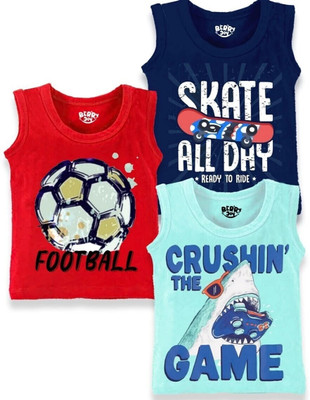 Berry Joy Boys Printed Cotton Blend Regular T Shirt(Multicolor, Pack of 3)