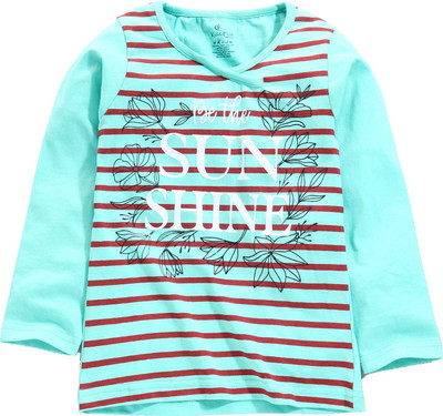 Kiddo Paanti Boys Typography, Striped Pure Cotton Regular T Shirt(Green, Pack of 1)