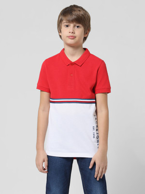Jack & Jones Junior Boys Colorblock Cotton Blend Slim T Shirt(Multicolor, Pack of 1)