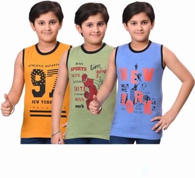 SANDOLL Boys Printed Pure Cotton T Shirt(Multicolor, Pack of 3)