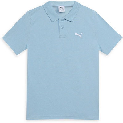 PUMA Boys & Girls Solid Cotton Blend Regular T Shirt(Blue, Pack of 1)