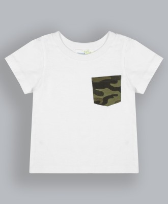 SHOPPERTREE Boys & Girls Self Design Pure Cotton T Shirt(White, Pack of 1)