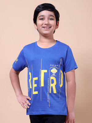 FREEZEANDFROST Boys Printed Cotton Blend Regular T Shirt(Blue, Purple, Pack of 2)