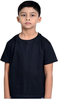 RAINBOWTEES Boys Solid Pure Cotton Regular T Shirt(Black, Pack of 1)