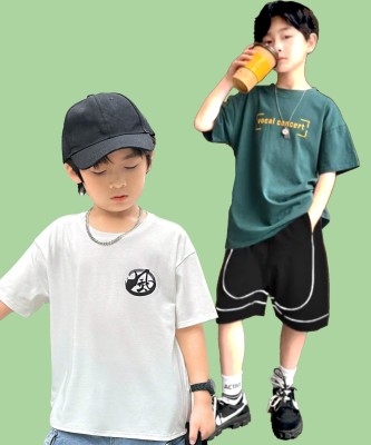 Billion Boys Printed Pure Cotton Oversized T Shirt(Multicolor, Pack of 2)