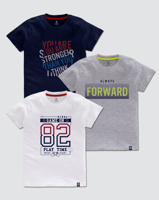 Codez Boys Printed Cotton Blend Regular T Shirt(Multicolor, Pack of 3)