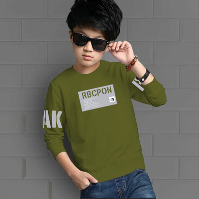 Manly Tees Boys Printed Cotton Blend Regular, Slim T Shirt(Dark Green, Pack of 1)