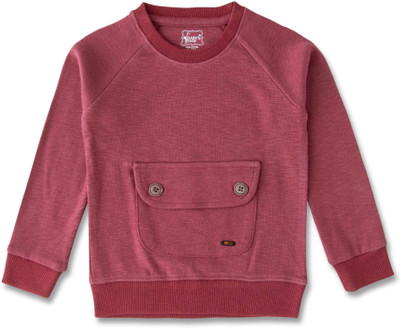 Baby's Pride Girls Solid Cotton Blend Regular T Shirt(Maroon, Pack of 1)