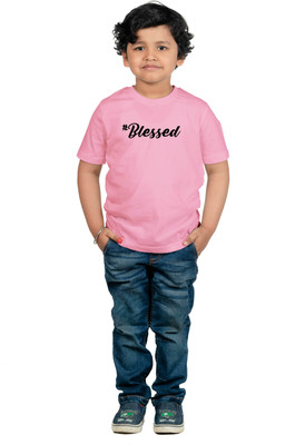 CHOMMBOOKA TREND Boys Typography Cotton Blend Regular T Shirt(Pink, Pack of 1)