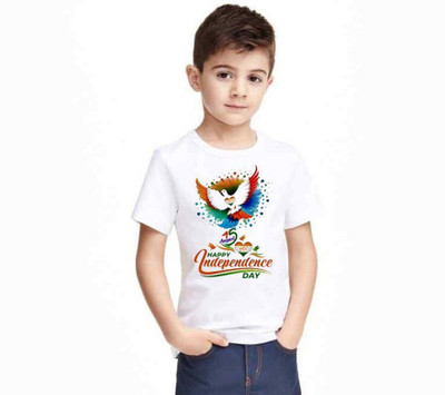THEVENUS Boys Printed Pure Cotton Regular T Shirt(White, Pack of 1)