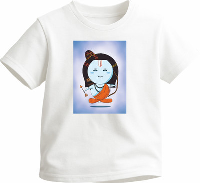 Luv My India Boys & Girls Graphic Print Pure Cotton Regular T Shirt(White, Pack of 1)