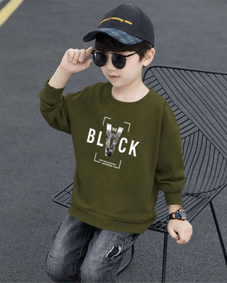 TeeBrozz Boys Graphic Print Cotton Blend Regular T Shirt(Dark Green, Pack of 1)
