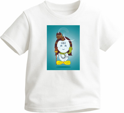 Luv My India Boys & Girls Graphic Print Pure Cotton Regular T Shirt(White, Pack of 1)
